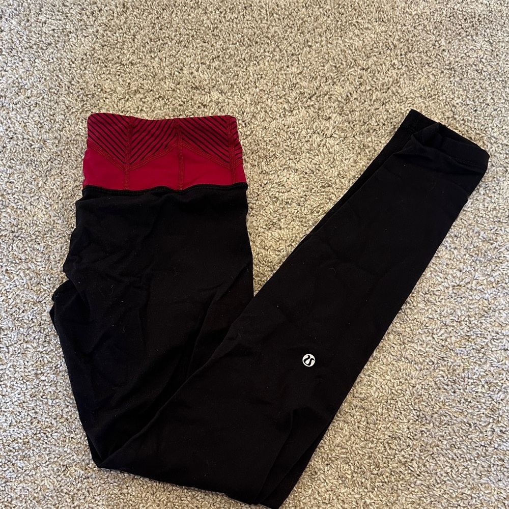lululemon athletica Kids Black and Burgundy Leggings